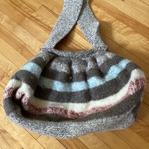 Boiled wool hand made shoulder bag.